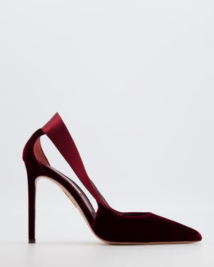 Aquazzura Burgundy Velvet and Satin Dangerous Liaisons 105mm Pump Heels Size EU 40