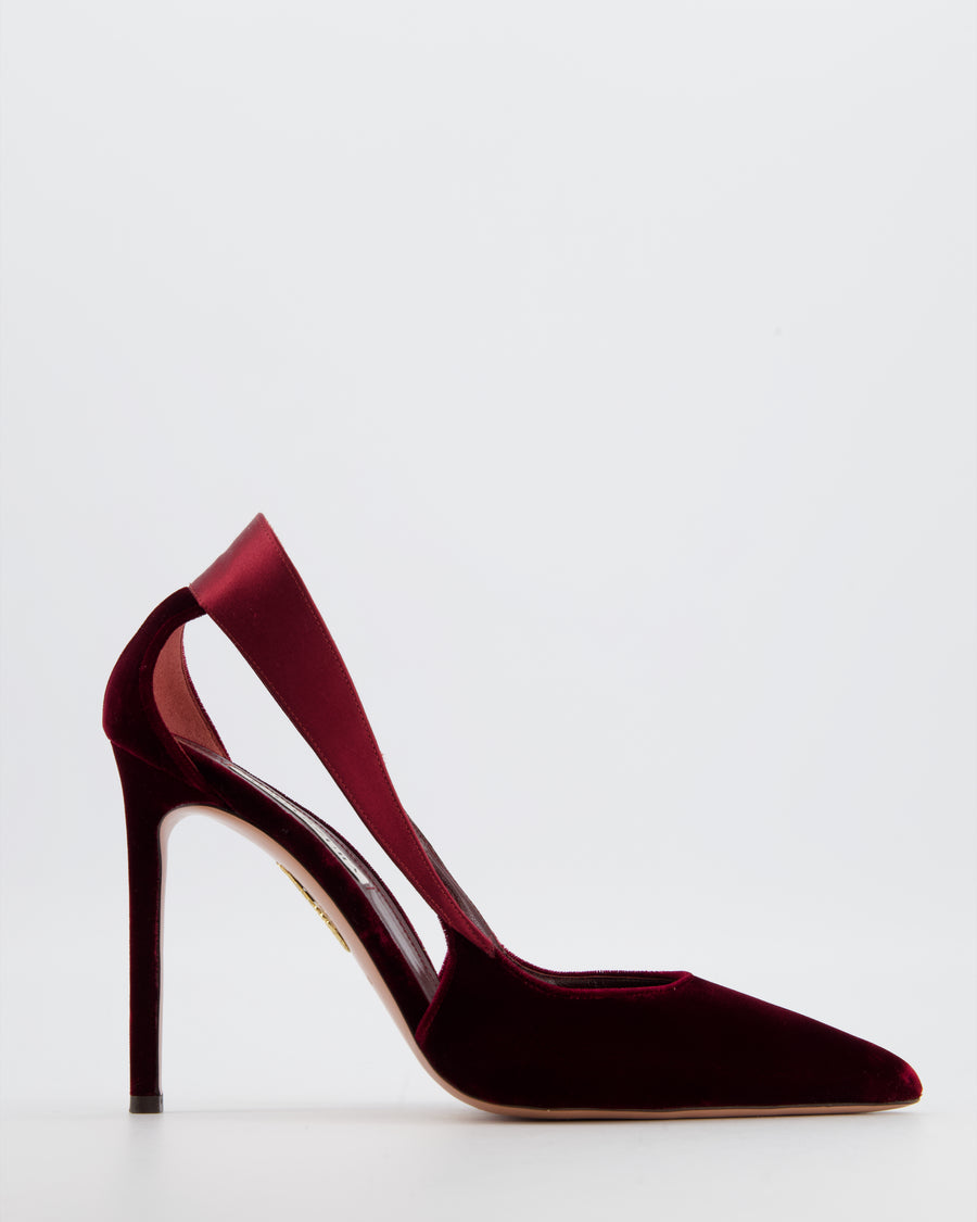 Aquazzura Burgundy Velvet and Satin Dangerous Liaisons 105mm Pump Heels Size EU 40