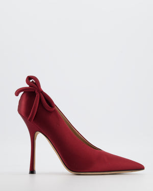 Valentino Garavani Burgundy Nite-Out Satin Pump Heels with Bow Detail Size EU 40