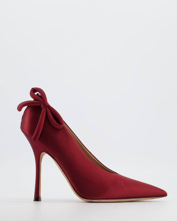 Valentino Garavani Burgundy Nite-Out Satin Pump Heels with Bow Detail Size EU 40