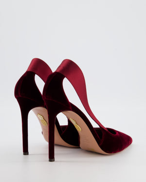 Aquazzura Burgundy Velvet and Satin Dangerous Liaisons 105mm Pump Heels Size EU 40