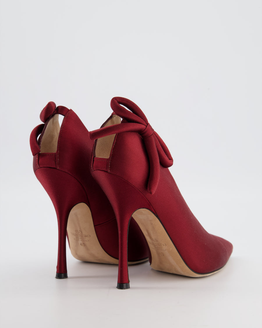 Valentino Garavani Burgundy Nite-Out Satin Pump Heels with Bow Detail Size EU 40