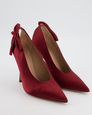 Valentino Garavani Burgundy Nite-Out Satin Pump Heels with Bow Detail Size EU 40