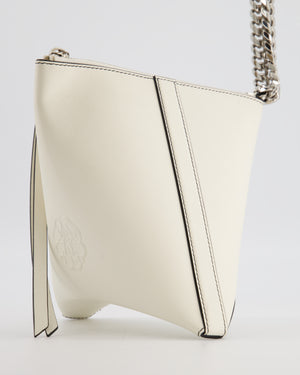 Alexander McQueen White Curve Triangle Leather Pouch with Silver Hardware