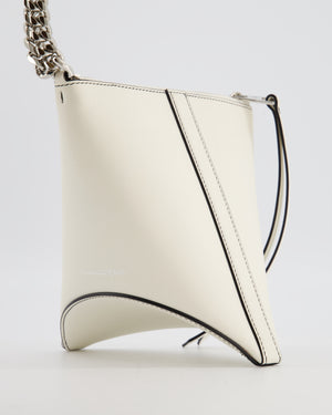 Alexander McQueen White Curve Triangle Leather Pouch with Silver Hardware