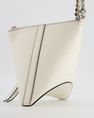 Alexander McQueen White Curve Triangle Leather Pouch with Silver Hardware