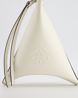 Alexander McQueen White Curve Triangle Leather Pouch with Silver Hardware