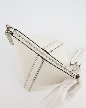 Alexander McQueen White Curve Triangle Leather Pouch with Silver Hardware