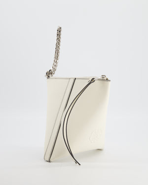 Alexander McQueen White Curve Triangle Leather Pouch with Silver Hardware