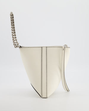 Alexander McQueen White Curve Triangle Leather Pouch with Silver Hardware