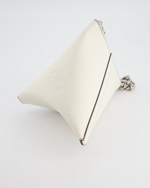 Alexander McQueen White Curve Triangle Leather Pouch with Silver Hardware