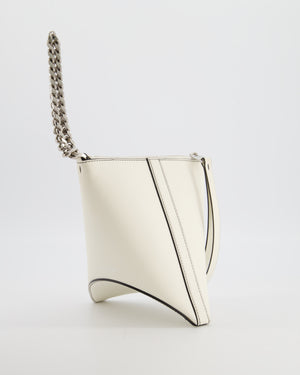 Alexander McQueen White Curve Triangle Leather Pouch with Silver Hardware