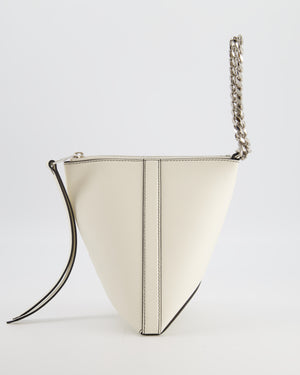 Alexander McQueen White Curve Triangle Leather Pouch with Silver Hardware