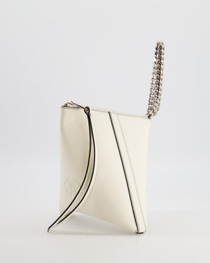 Alexander McQueen White Curve Triangle Leather Pouch with Silver Hardware