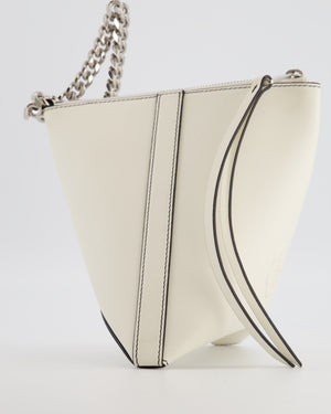 Alexander McQueen White Curve Triangle Leather Pouch with Silver Hardware