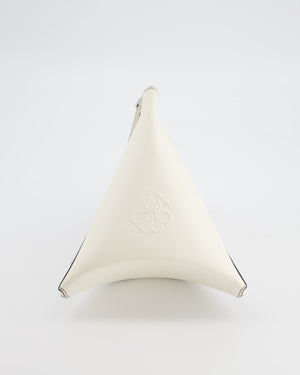 Alexander McQueen White Curve Triangle Leather Pouch with Silver Hardware