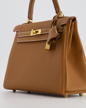 Hermès Kelly 25 Retourne Bag in Gold Togo Leather with Gold Hardware
