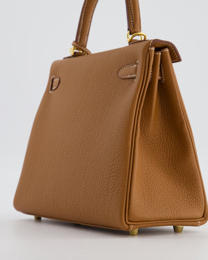 Hermès Kelly 25 Retourne Bag in Gold Togo Leather with Gold Hardware