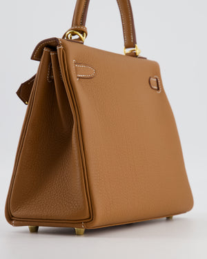 Hermès Kelly 25 Retourne Bag in Gold Togo Leather with Gold Hardware