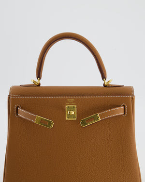 Hermès Kelly 25 Retourne Bag in Gold Togo Leather with Gold Hardware