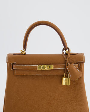 Hermès Kelly 25 Retourne Bag in Gold Togo Leather with Gold Hardware