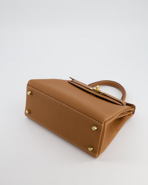 Hermès Kelly 25 Retourne Bag in Gold Togo Leather with Gold Hardware