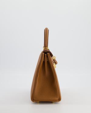 Hermès Kelly 25 Retourne Bag in Gold Togo Leather with Gold Hardware