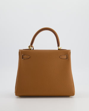 Hermès Kelly 25 Retourne Bag in Gold Togo Leather with Gold Hardware