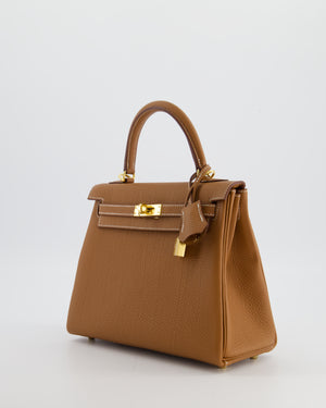 Hermès Kelly 25 Retourne Bag in Gold Togo Leather with Gold Hardware