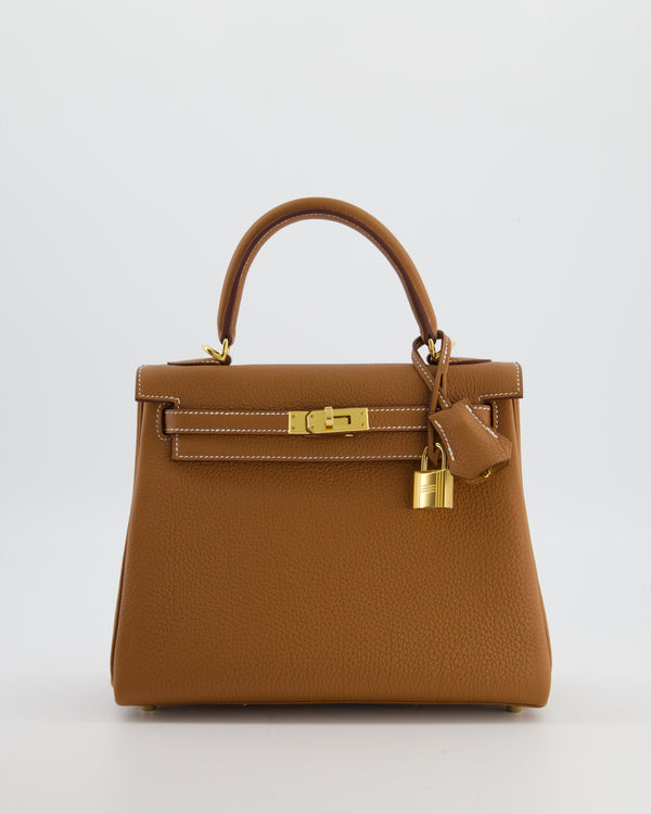 Hermès Kelly 25 Retourne Bag in Gold Togo Leather with Gold Hardware