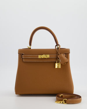 Hermès Kelly 25 Retourne Bag in Gold Togo Leather with Gold Hardware