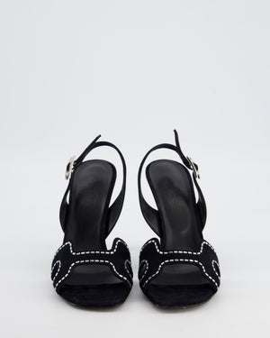Hermès Black Suede Heden 80 Sandal with Embellished Detail Size EU 37 RRP: £1,080