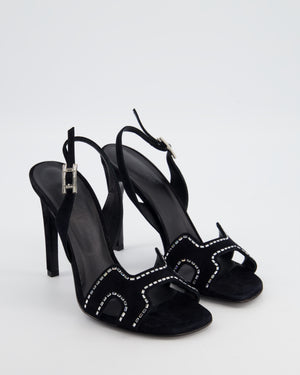 Hermès Black Suede Heden 80 Sandal with Embellished Detail Size EU 37 RRP: £1,080