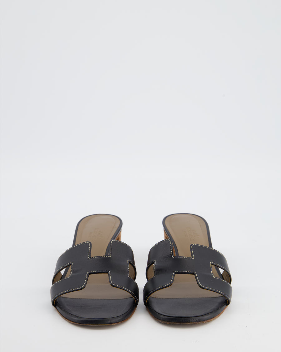 Hermès Noir Oasis Sandals Size EU 37