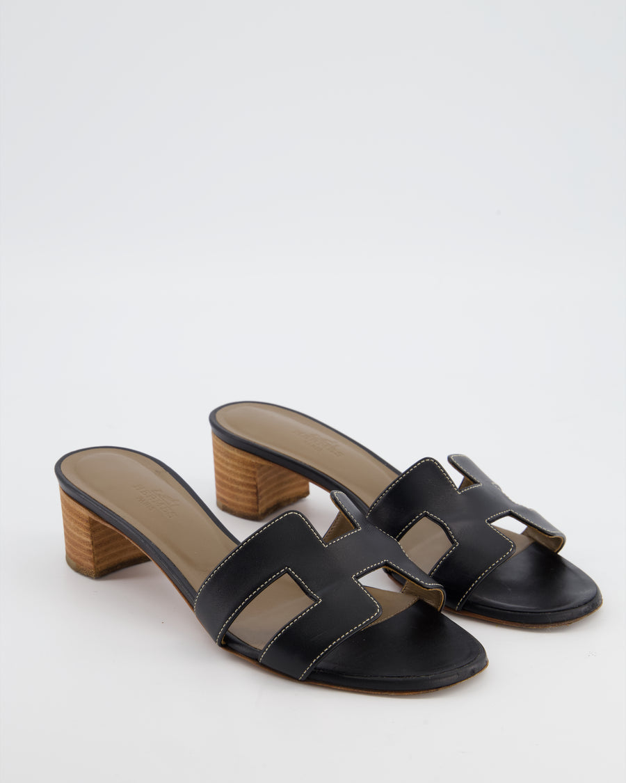 Hermès Noir Oasis Sandals Size EU 37