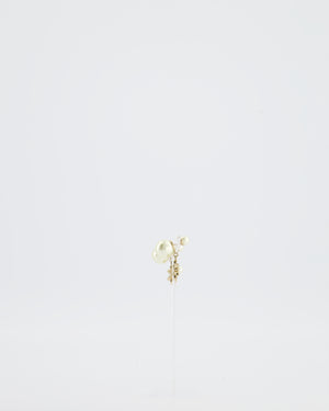 Christian Dior White Diamante Flower Pearl Earrings