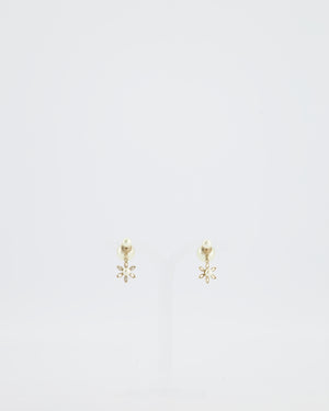 Christian Dior White Diamante Flower Pearl Earrings