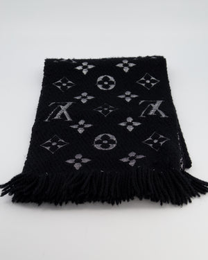 Louis Vuitton Black Monogram Logo Scarf 170cm x 29cm