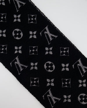 Louis Vuitton Black Monogram Logo Scarf 170cm x 29cm