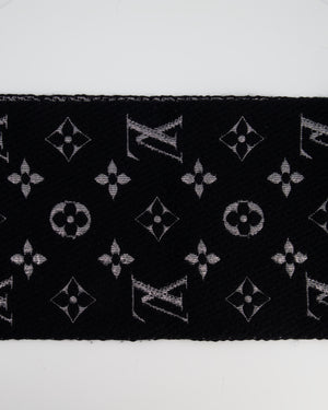 Louis Vuitton Black Monogram Logo Scarf 170cm x 29cm