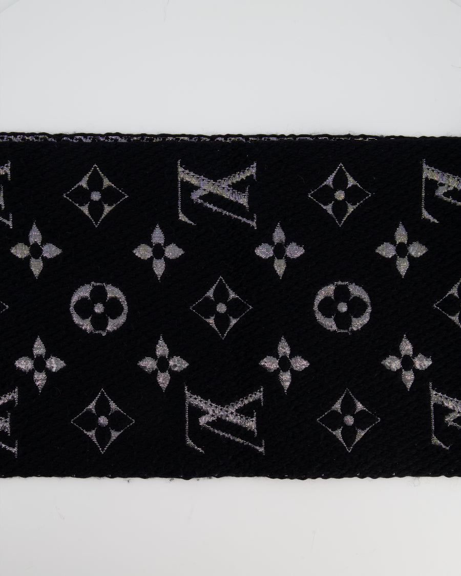 Louis Vuitton Black Monogram Logo Scarf 170cm x 29cm