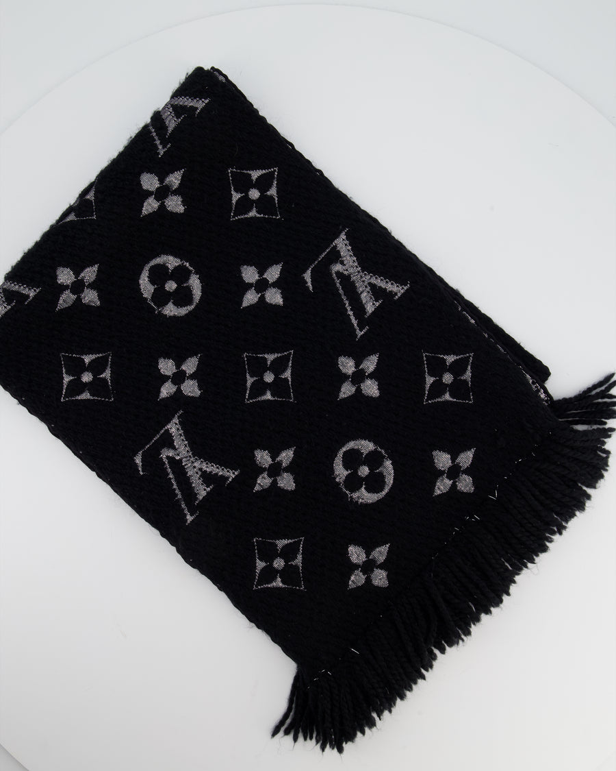 Louis Vuitton Black Monogram Logo Scarf 170cm x 29cm