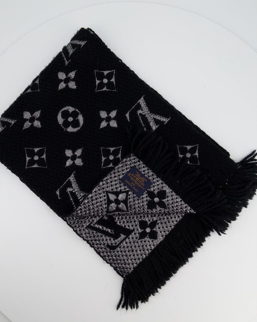 Louis Vuitton Black Monogram Logo Scarf 170cm x 29cm