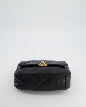 Chanel 19 Black Lambskin Flap Bag with Chain CC Logo and Gold, Silver and Ruthenium Hardware
