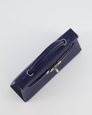 Hermès Mini Kelly II 20 Verso Bag in Bleu Encre and Rouge de Coeur Chevre Mysore Leather with Palladium Hardware