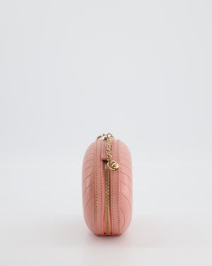 Chanel 2019 Pink Runway La Pausa Round Evening bag in Chevron with Gold Hardware and Charm Chain
