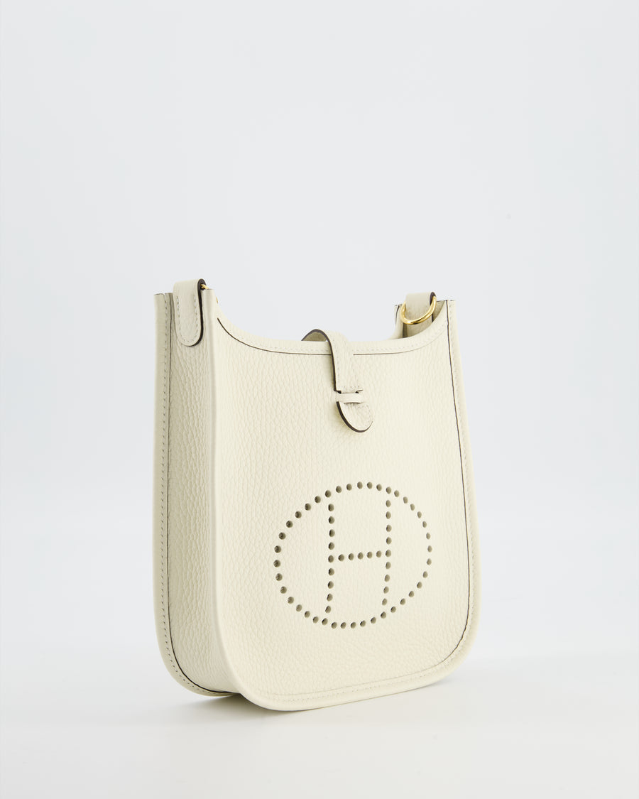 Hermès Mini Evelyne Bag in Nata Clemence Leather with Gold Hardware