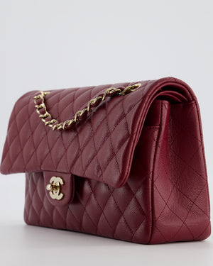 *HOT* Chanel Rouge Classic Medium Double Flap Bag in Caviar Leather with Champagne Gold Hardware