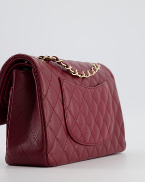 *HOT* Chanel Rouge Classic Medium Double Flap Bag in Caviar Leather with Champagne Gold Hardware
