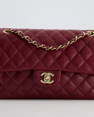 *HOT* Chanel Rouge Classic Medium Double Flap Bag in Caviar Leather with Champagne Gold Hardware